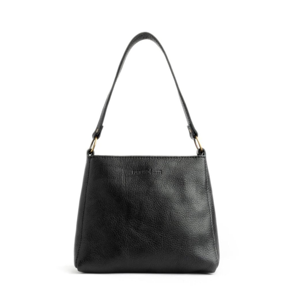 Portland Leather Triangle Shoulder Bag in Pebbled Black